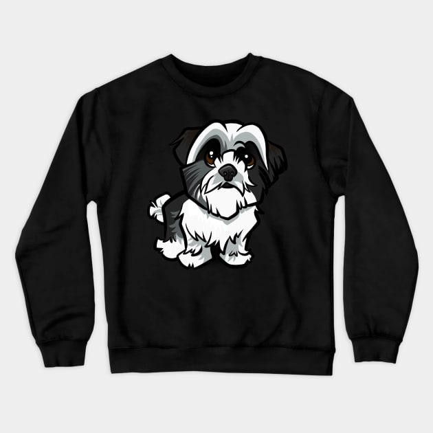 Shih Tzu - Black and White Crewneck Sweatshirt by binarygod